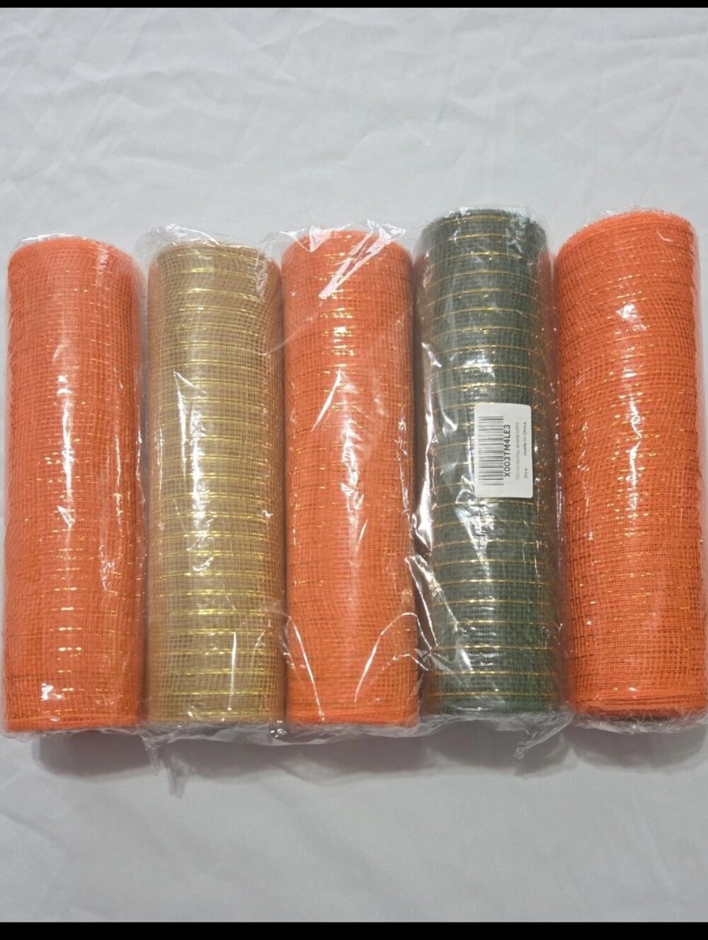 5 Mesh Burlap Deco Craft Rolls w/ Metallic Foil - 10 Inches X 30 ft Each Roll